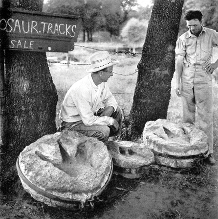 In the 1930s, some Glen Rose-area farmers sold dinosaur tracks they excavated from the Paluxy riverbed. (Photo courtesy of the Paluxy Valley Archives and Genealogy Society)