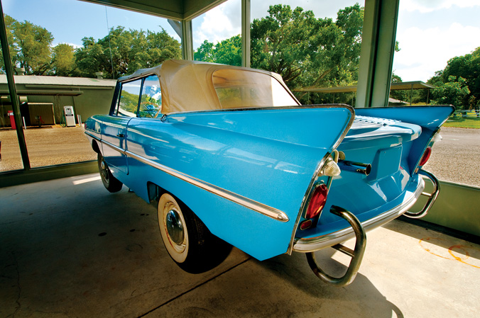 See LBJ’s famous German Amphicar at the former president’s ranch, a National Historical Park, near Stonewall. (Photo by Randall Maxwell)
