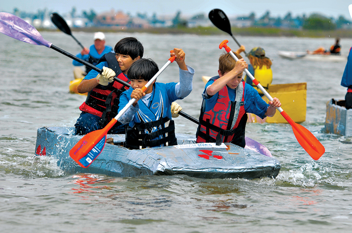 One of the highlights of the Rockport Seafair is the cardboard-boat race. (Photo by Stan Williams)