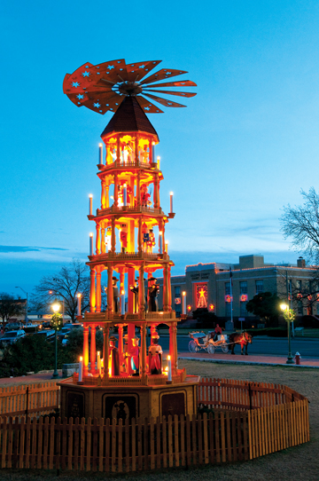 In 2009, Fredericksburg debuted its 26-foot-tall Christmas “pyramid,” which pays homage to the town’s German heritage. (Photo by Kevin Stillman)
