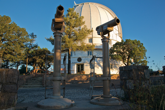 The Otto Struve telescope has been updated extensively since it was first builit in 1938. The telescope, itself, weighs 45 tons. 