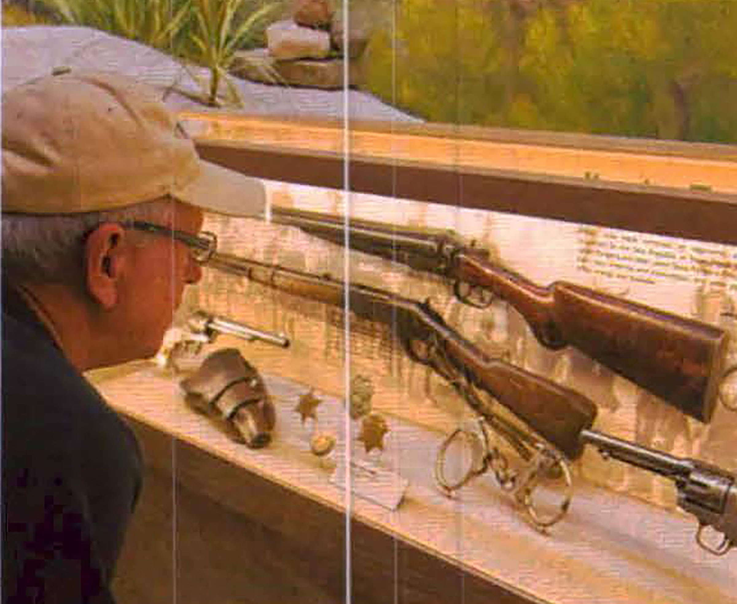 Man looks at firearm display
