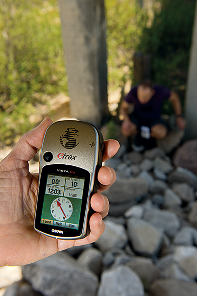 A GPS device is essential geocaching gear. 