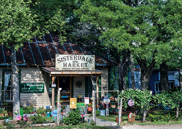 Sisterdale Market, located on Sisterdale Road/FM 1376, opens daily except Sundays. The shop sells groceries, animal feed, and collectibles.
