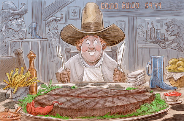 Big Texan Steak Challenge. illustration by Brian Ajhar.