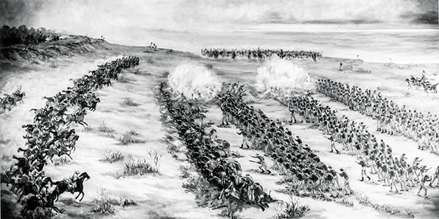 A painting by Clara Lily Ely depicts the Battle of Palmito Ranch.
