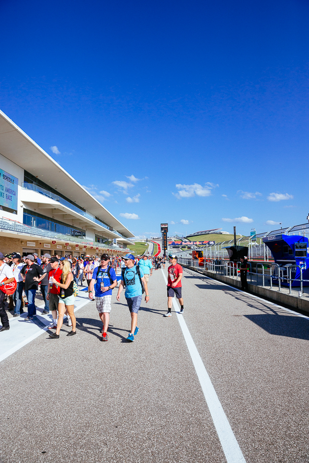 VIP ticket holders taking advantage of the pit lane walk at the end of Friday's practice sessions.