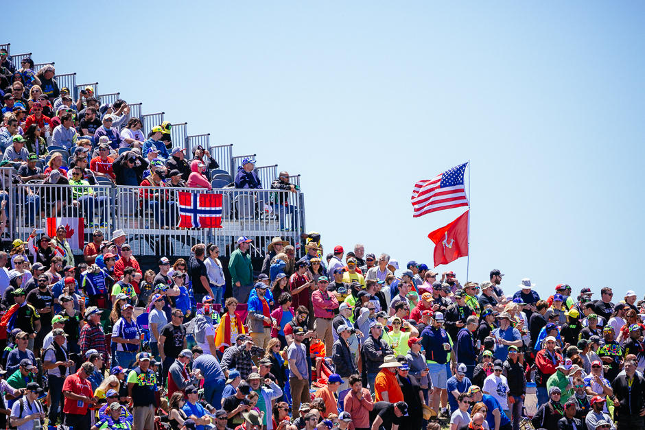 Fans in the turn one grandstand just prior to the race.