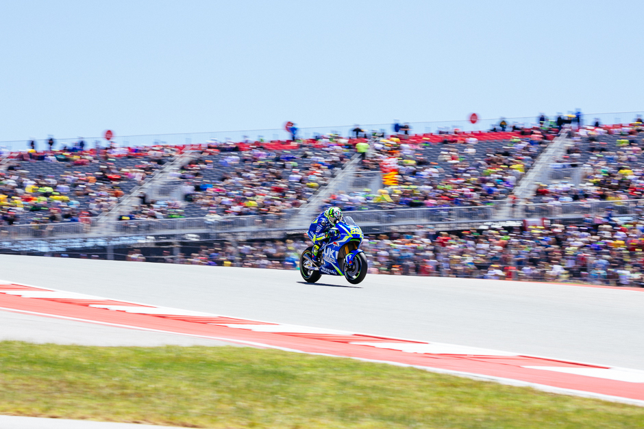 Andrea Iannone exiting turn one.