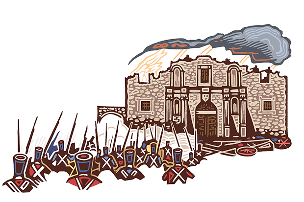 Illustration of the battle at the Alamo