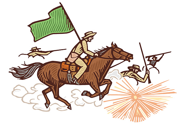 Illustration of battle on horseback