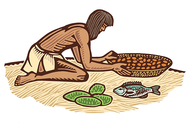Illustration of a Payaya person with food
