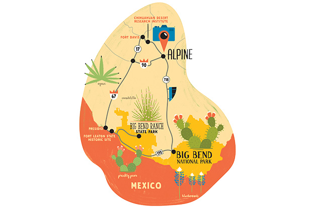 Illustrated map of the Texas Big Bend Region