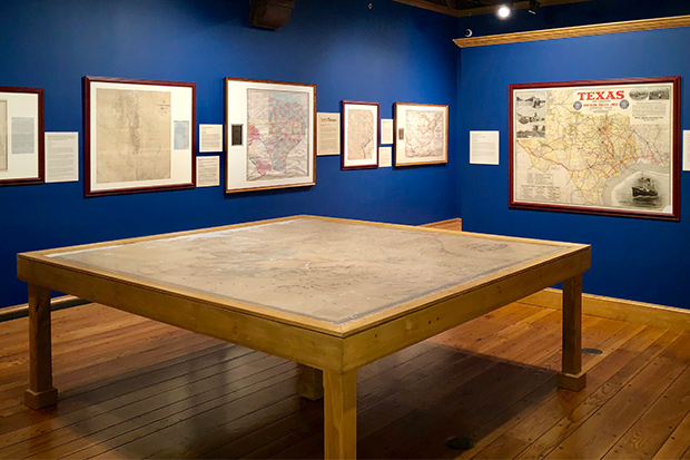 Exhibit room containing the collections of historical maps