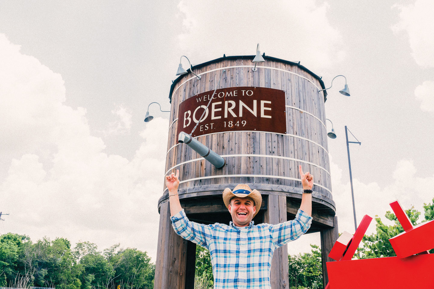 Chet Garner in front of the Boerne water tank