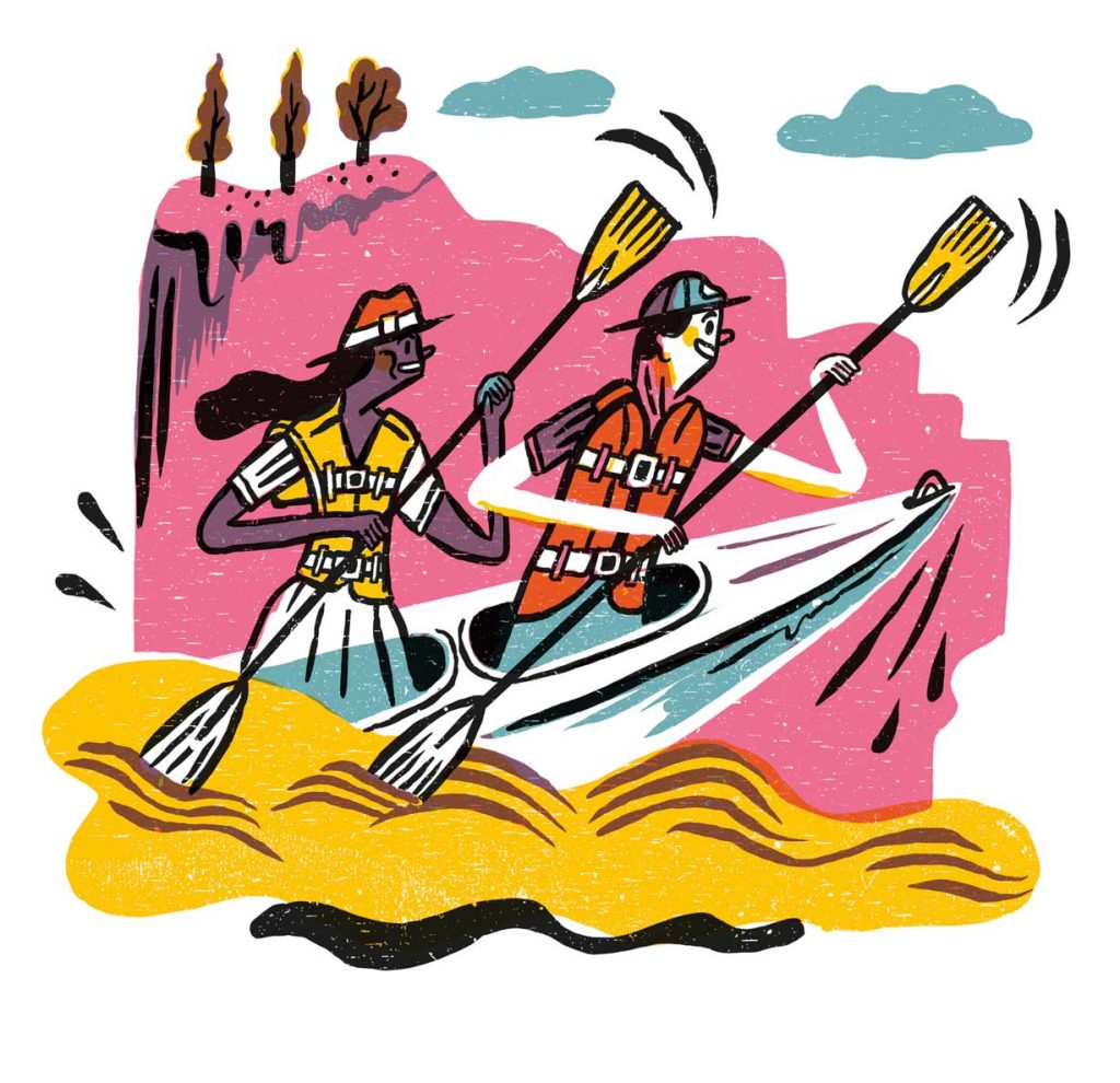 Illustration of paddlers