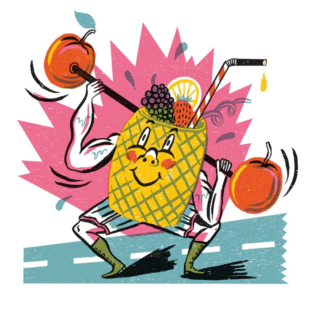 Illustration of a cartoon pineapple