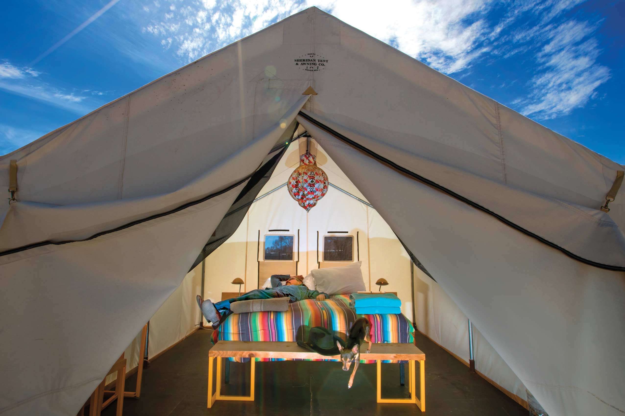 A safari tent at El Cosmico