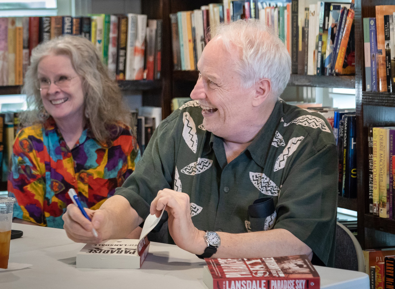 Joe Lansdale at a book signing in Kilgore in May