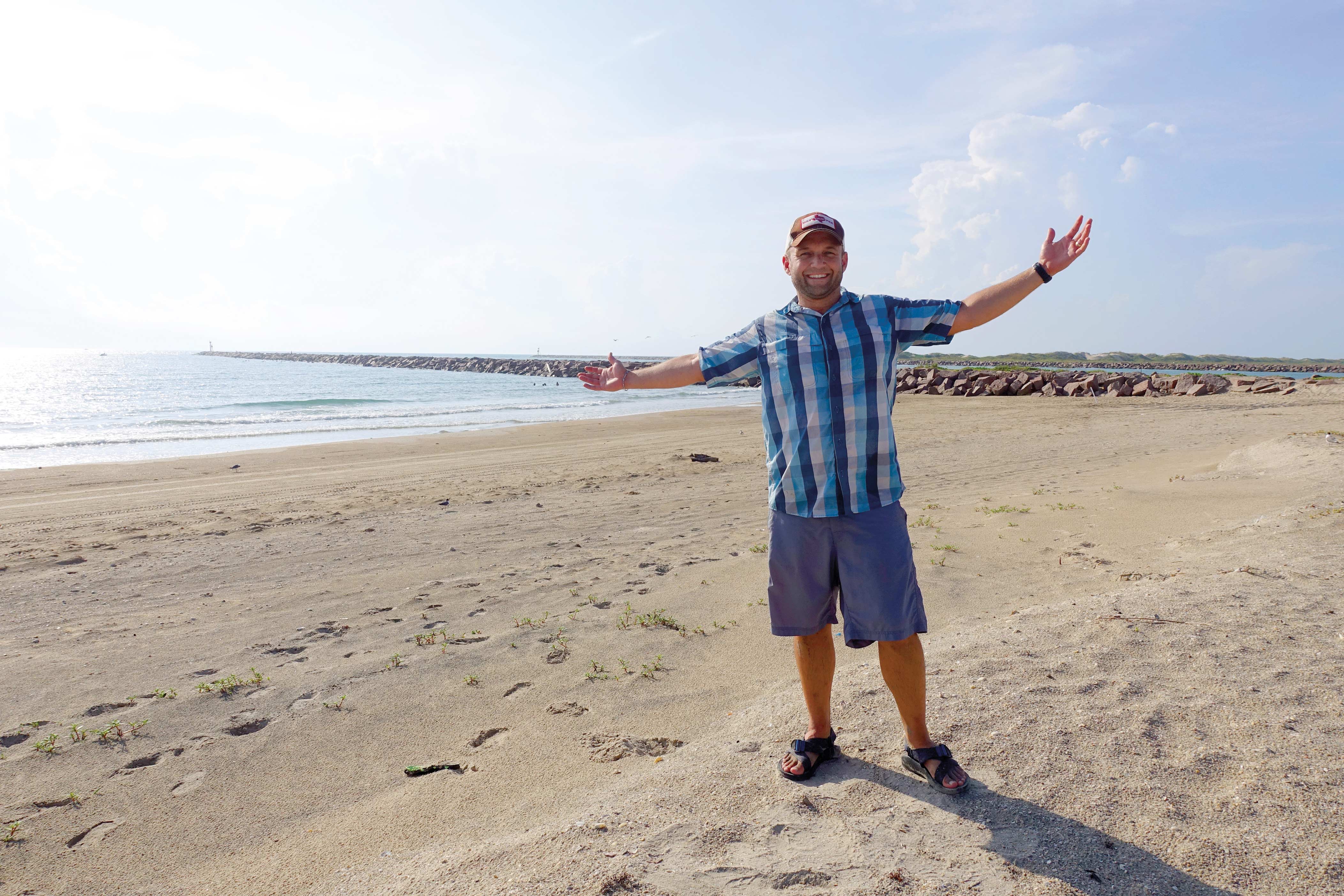 Chet Garner on the beach on North Padre Island