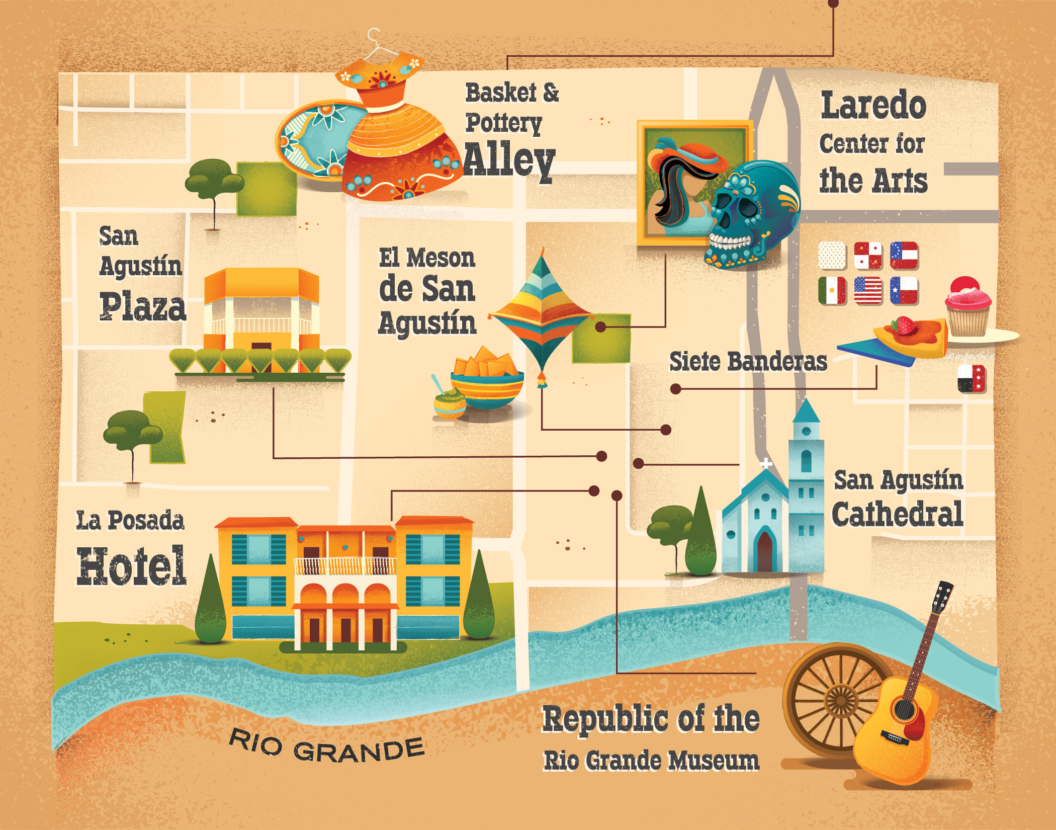 Illustrated map of Laredo