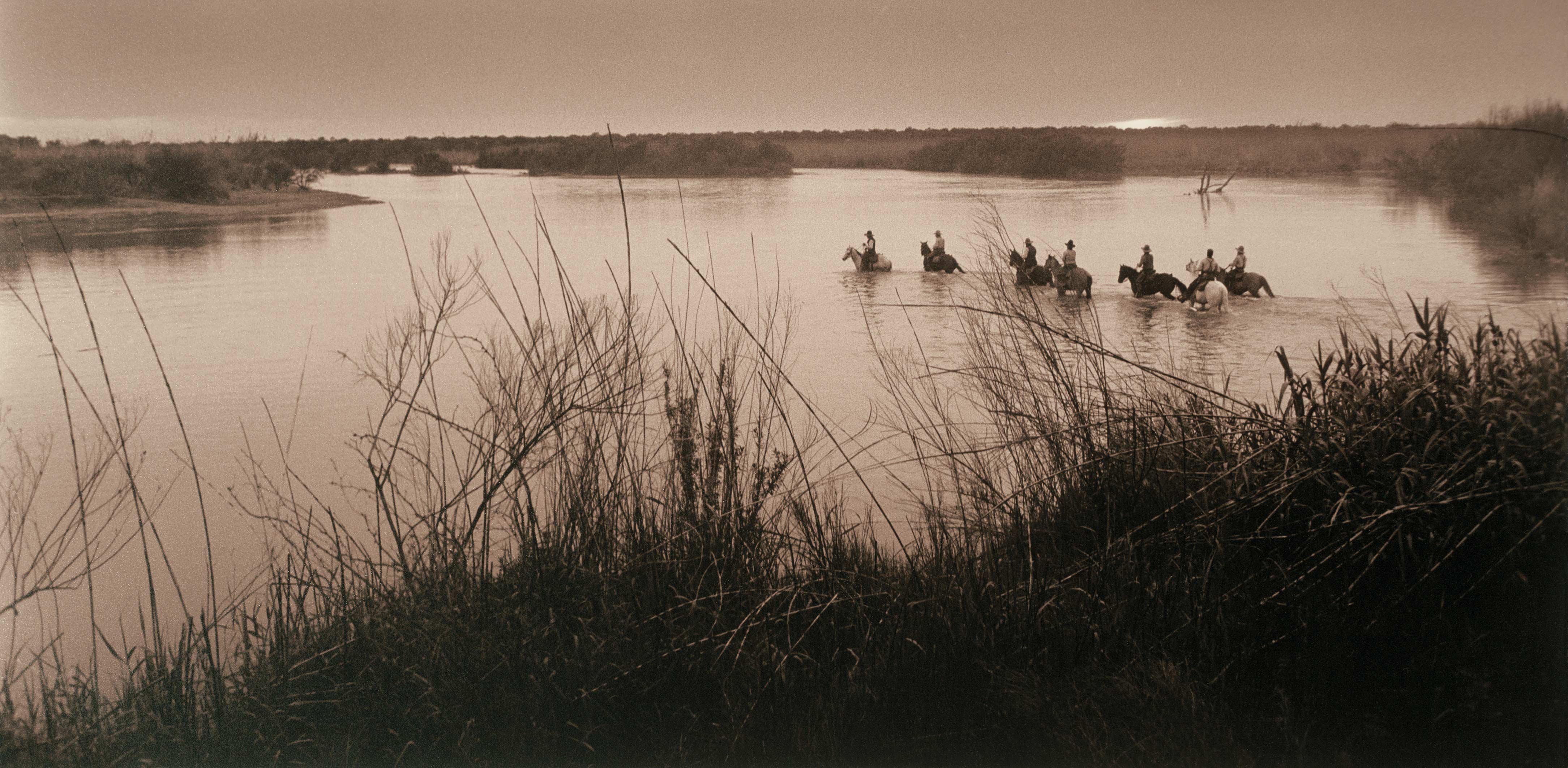 Riders crossing the Rio Grande while filming Lonesome Dove. Photo: Bill Wittliff, Courtesy of The Wittliff Collections, Texas State University 