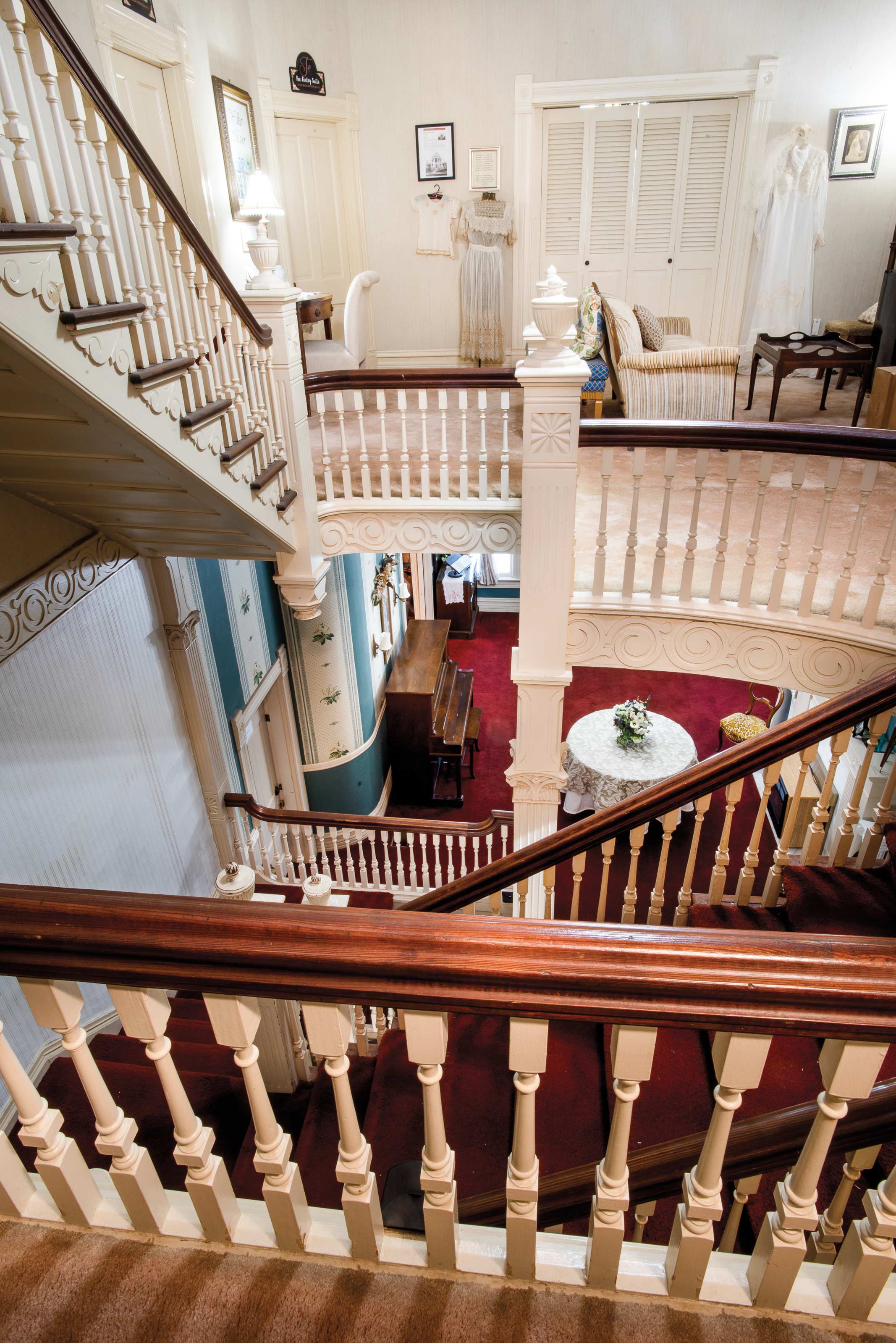 The staircase inside Walker Manor