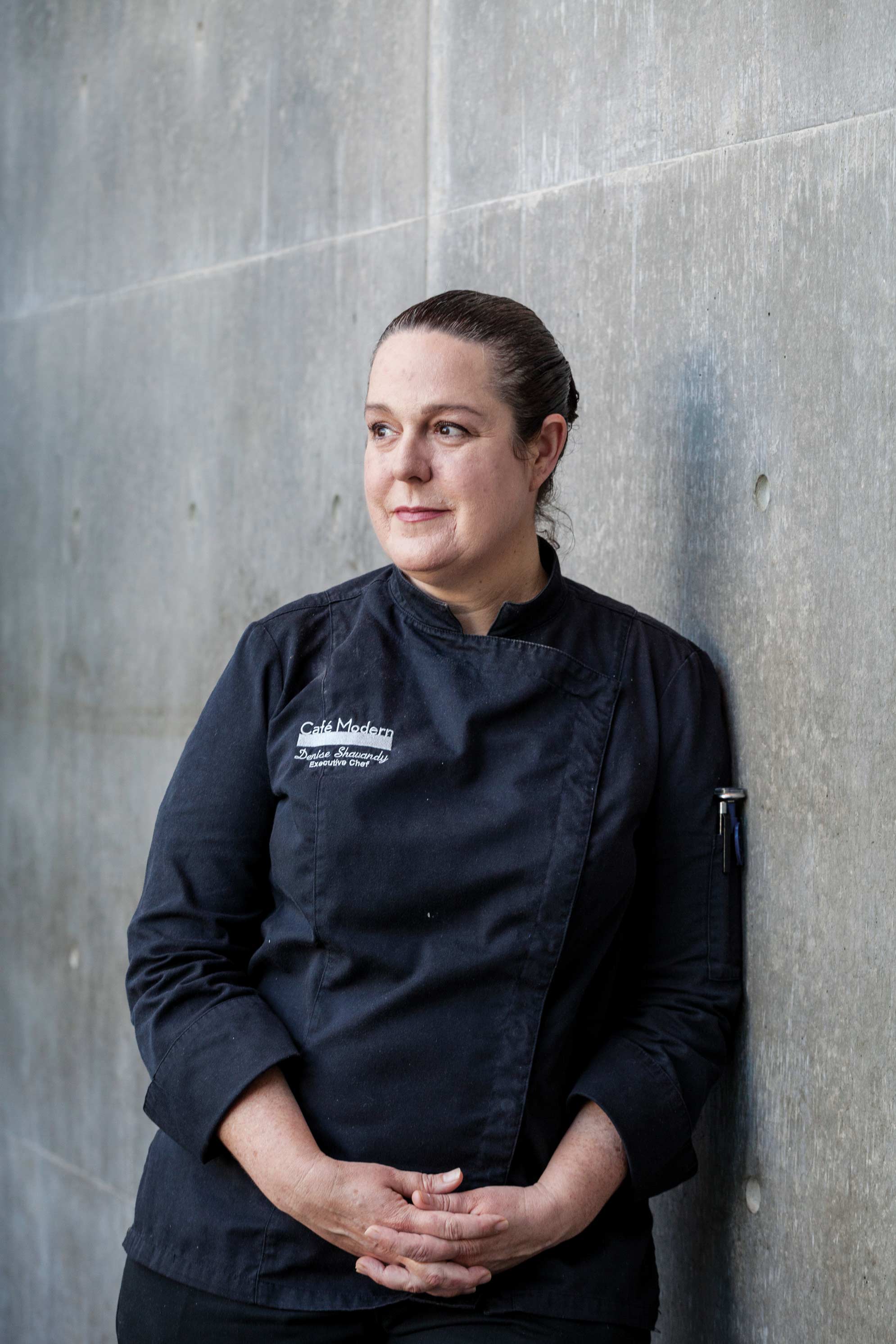 Chef Denise Shavandy stands outside The Modern