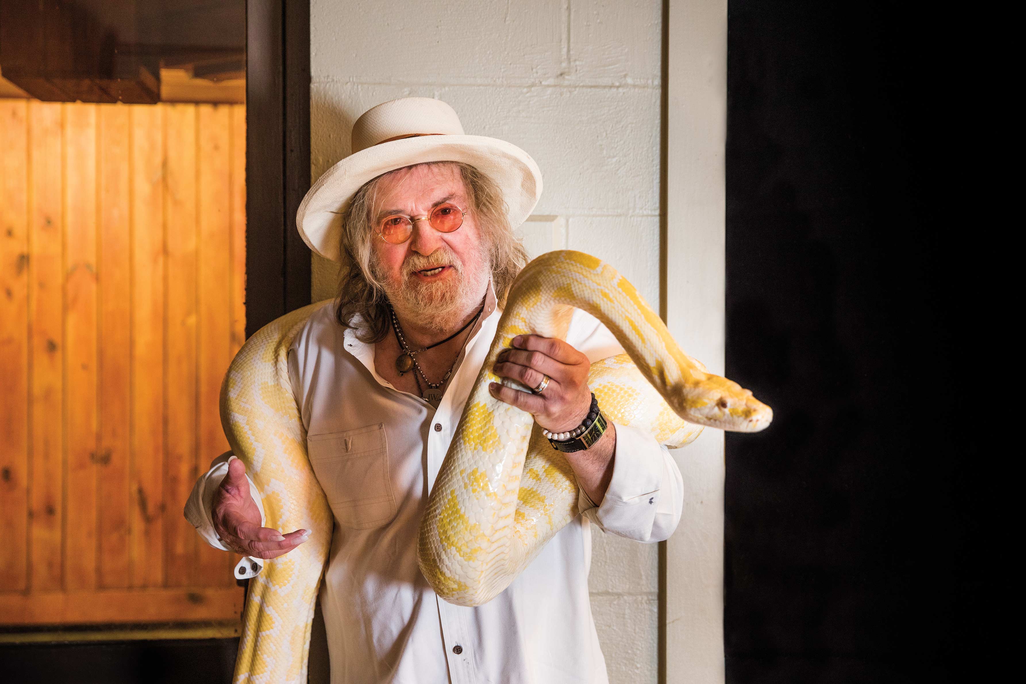 Ray Wylie Hubbard with Burmese python