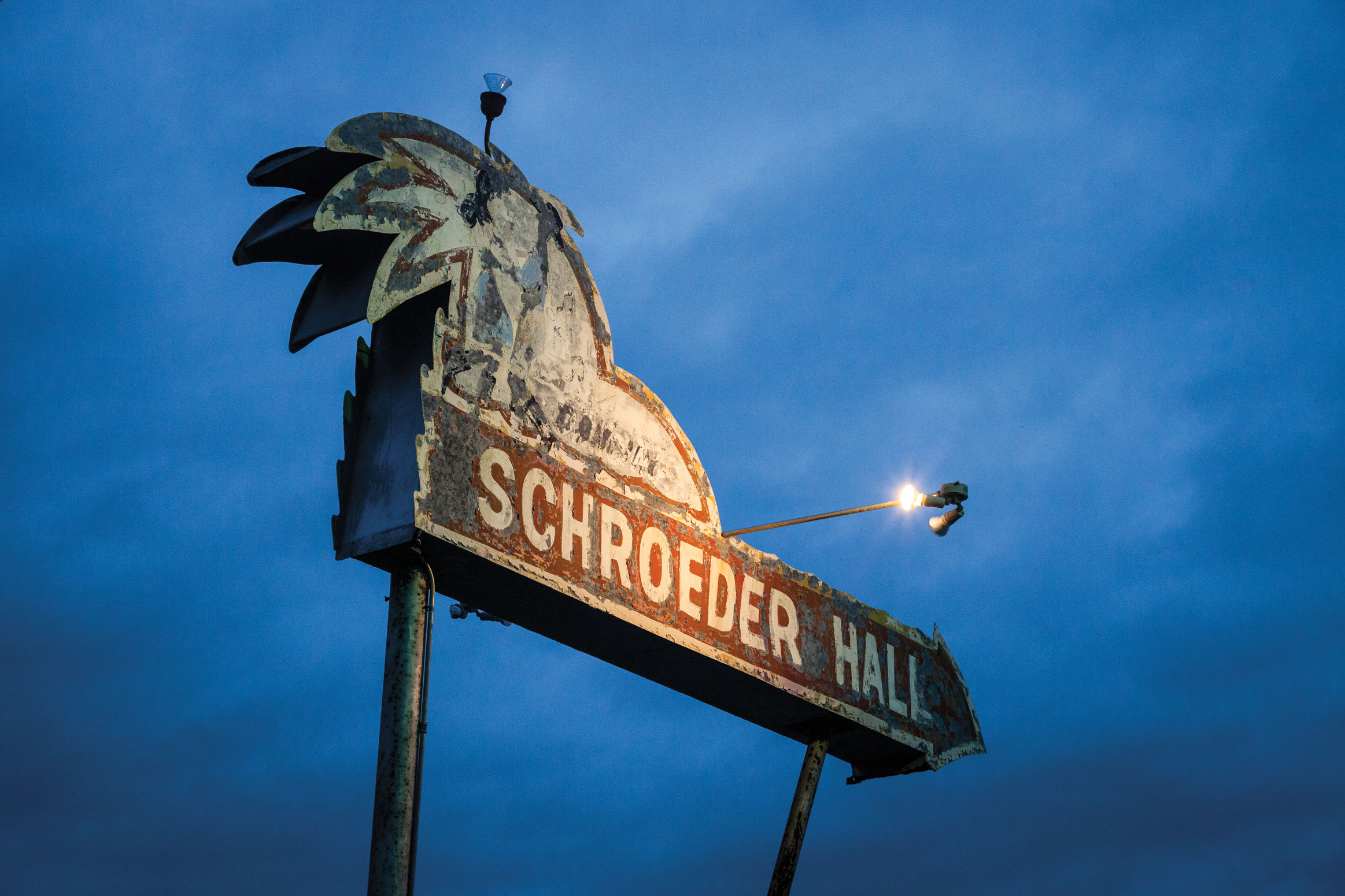 The sign for Schroeder Hall