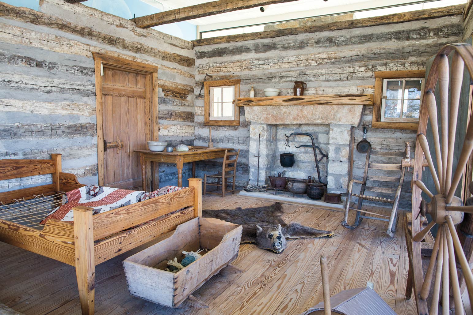 Inside the Little River Log Cabin