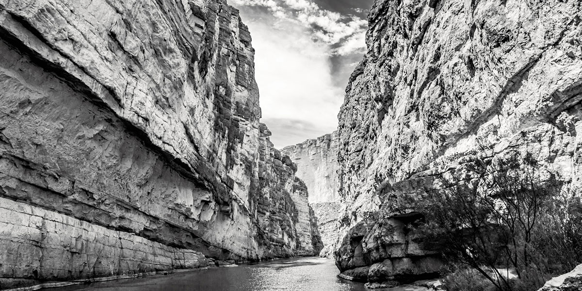 Santa Elena Canyon in black and white