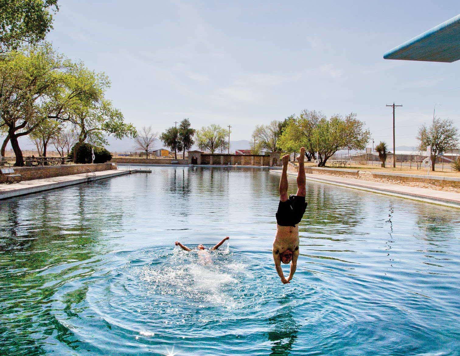 Diving into the pool at Balmorhea State Park