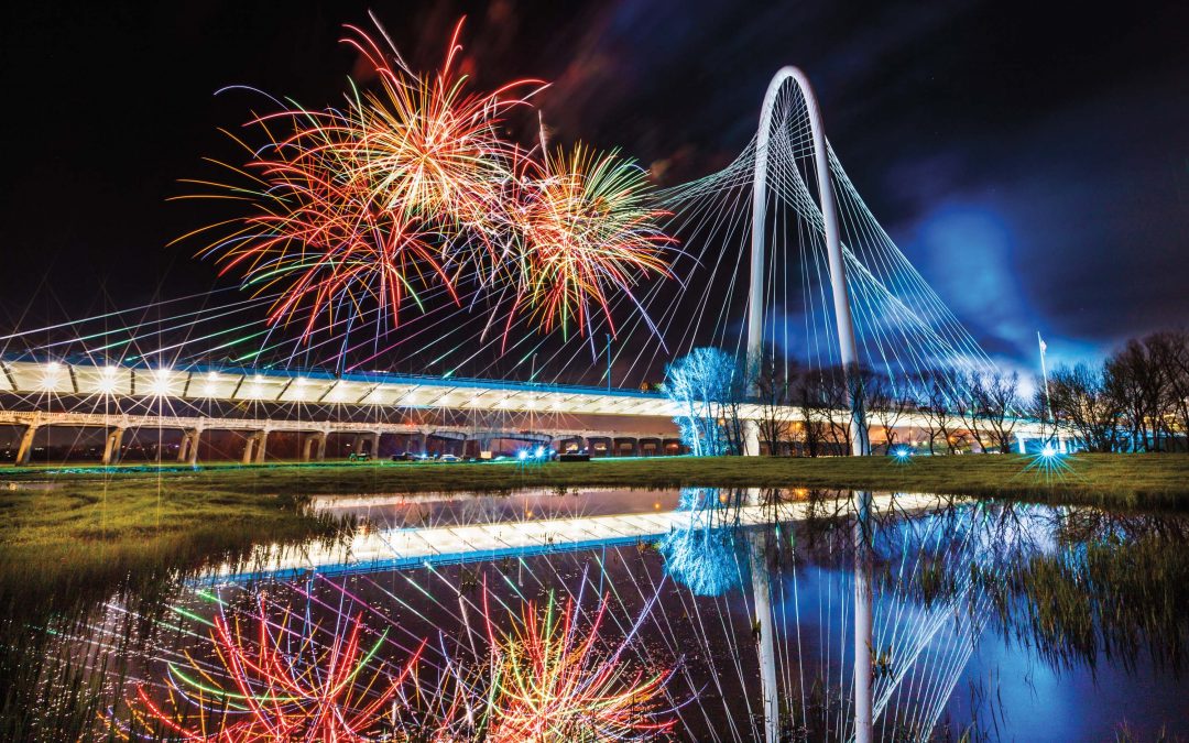 Fireworks Over Dallas’ Margaret Hunt Hill Bridge