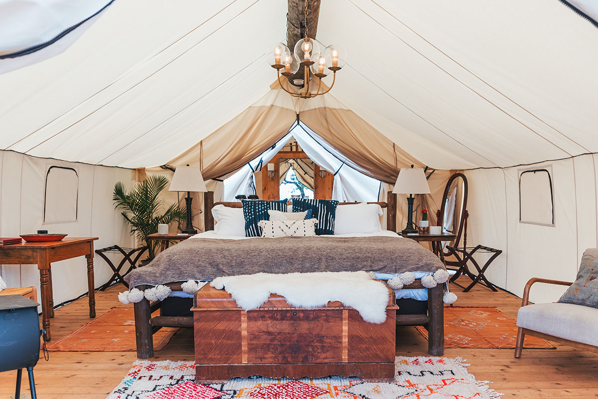 The luxurious safari tents at Collective Retreats Hill Country.