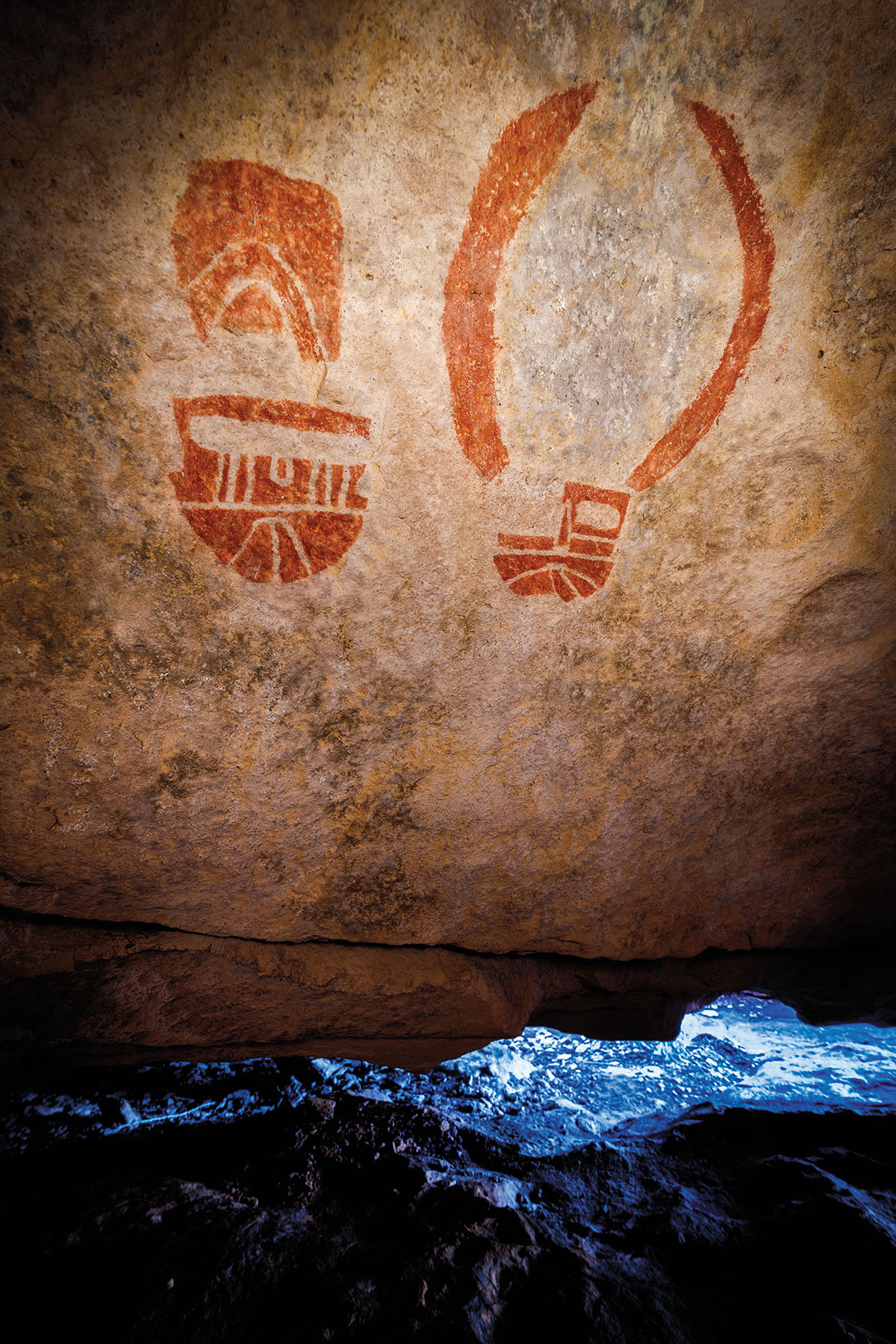 pictograph at Cave Kiva in Hueco Tanks.