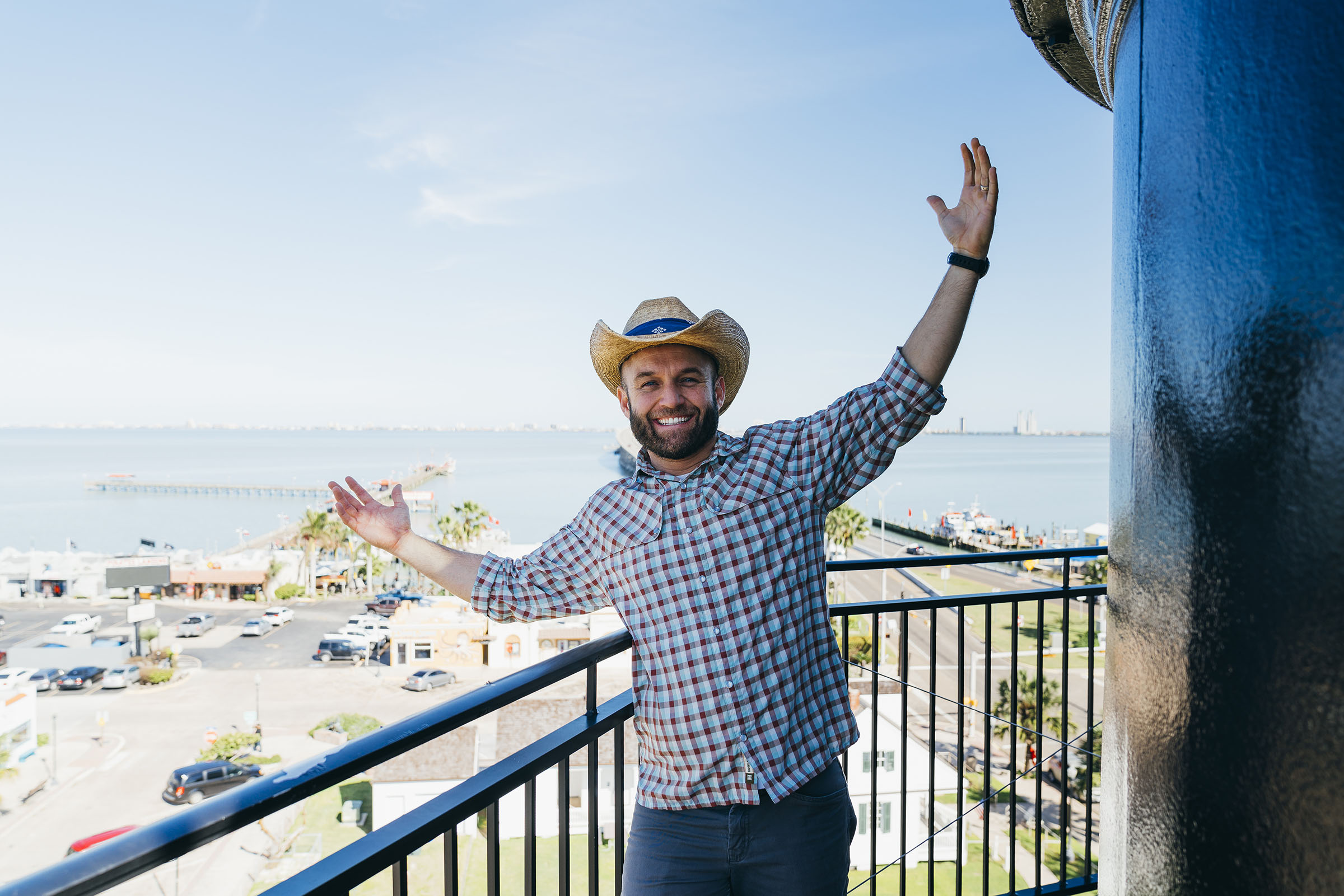 The Daytripper, Chet Garner, on the Port Isabel Lighthouse in Port Isabel, Texas