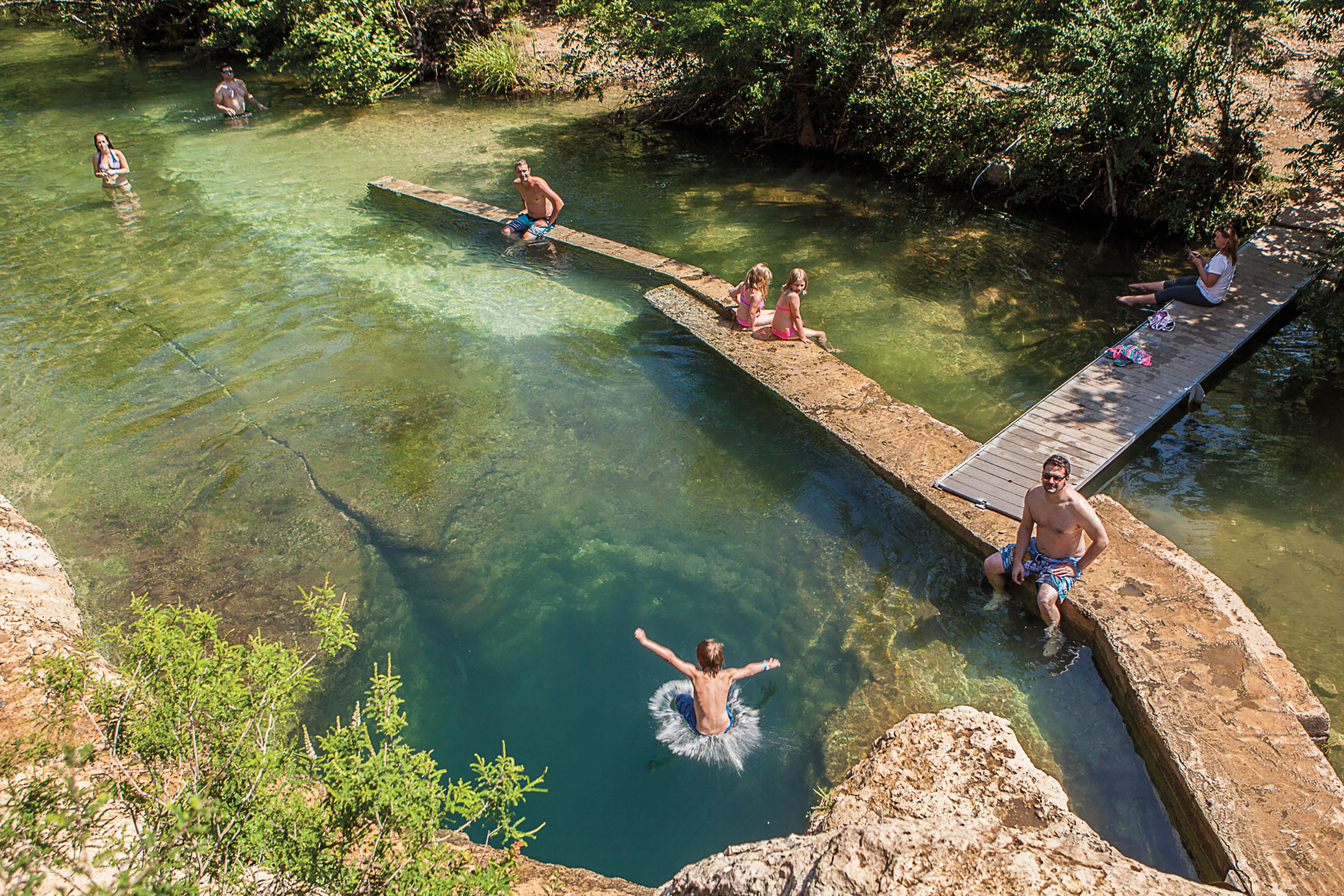 Jacob's Well natural spring-fed swimming hole in Wimberly, Texas