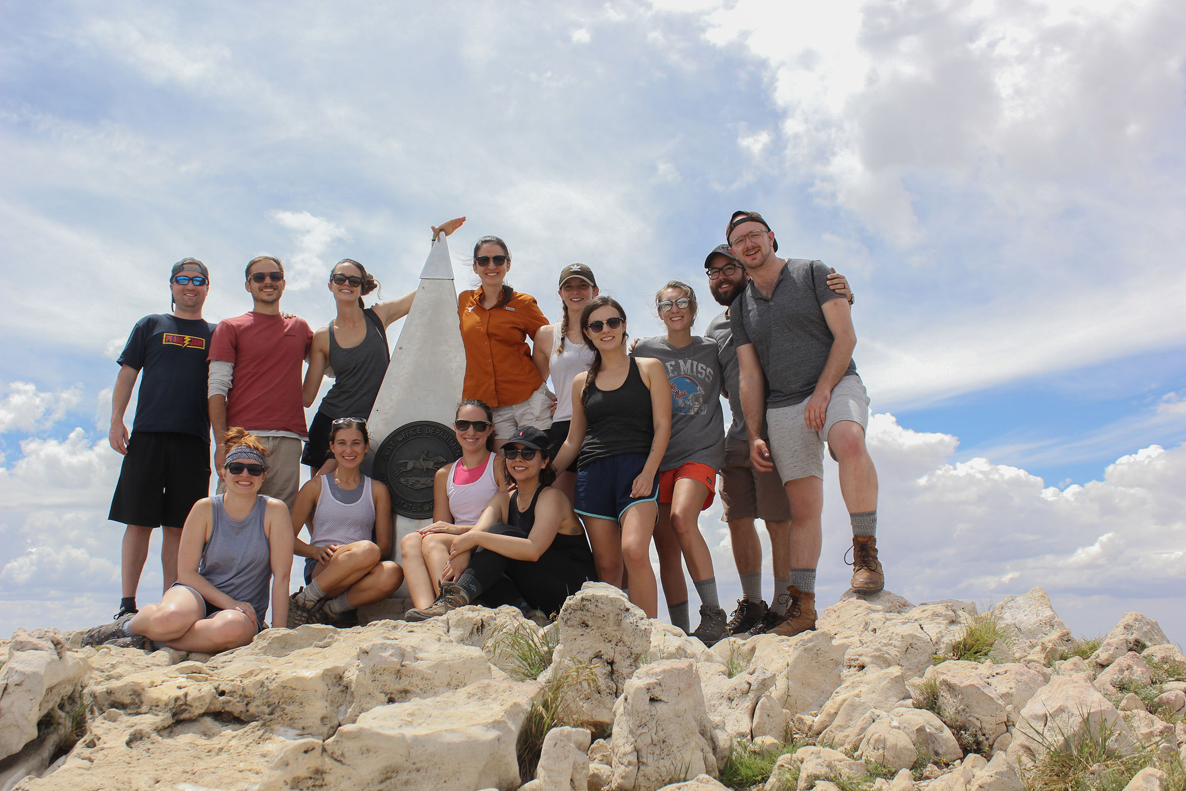 The group of hikers who witnessed the engagement pose at the top of Guadalupe Peak