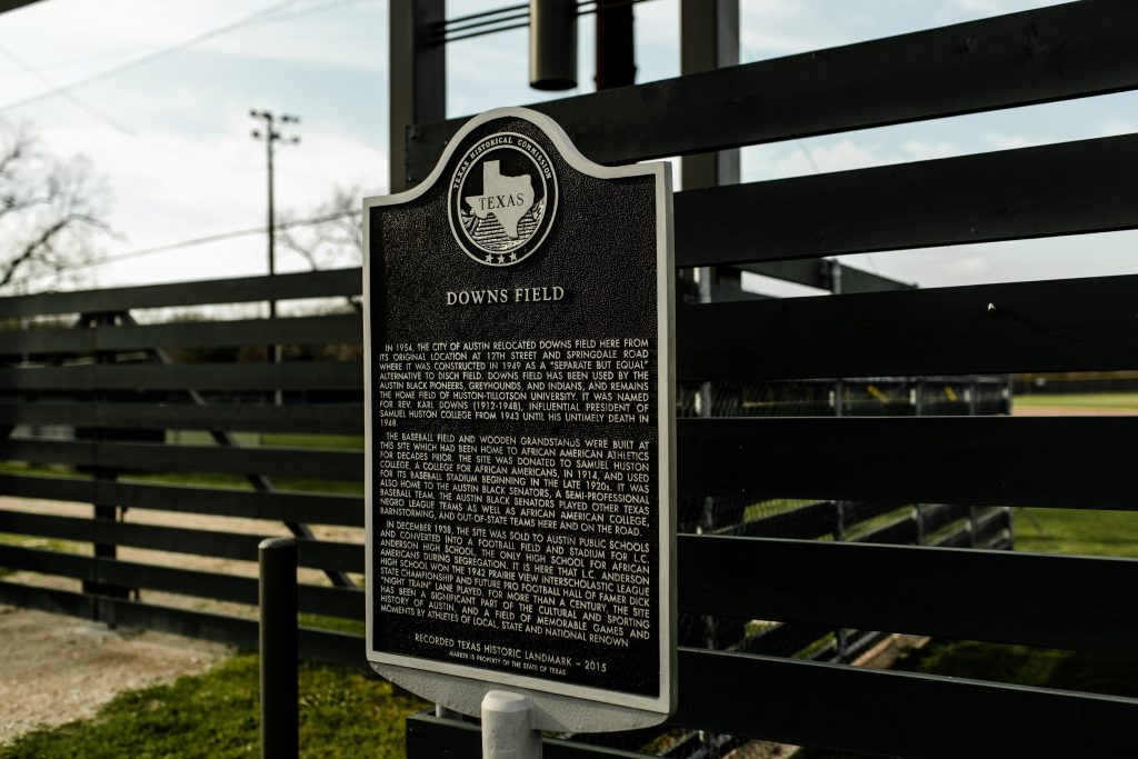 A Historical Marker at Downs Field in East Austin.