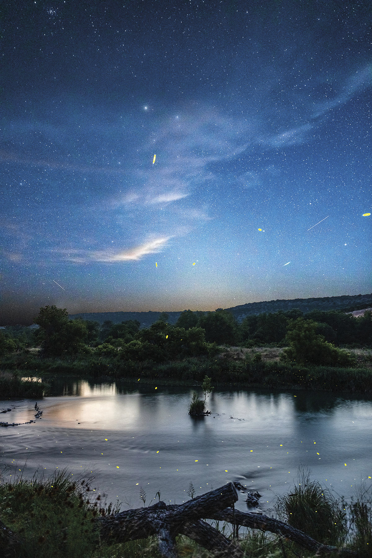 River under a night sky