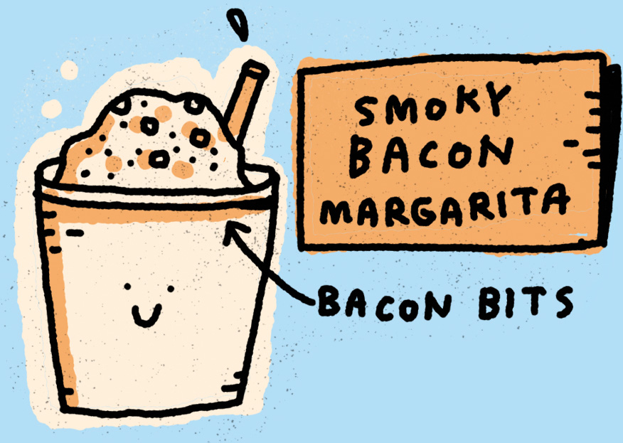 Smoky Bacon Margarita: A margarita with bacon bits