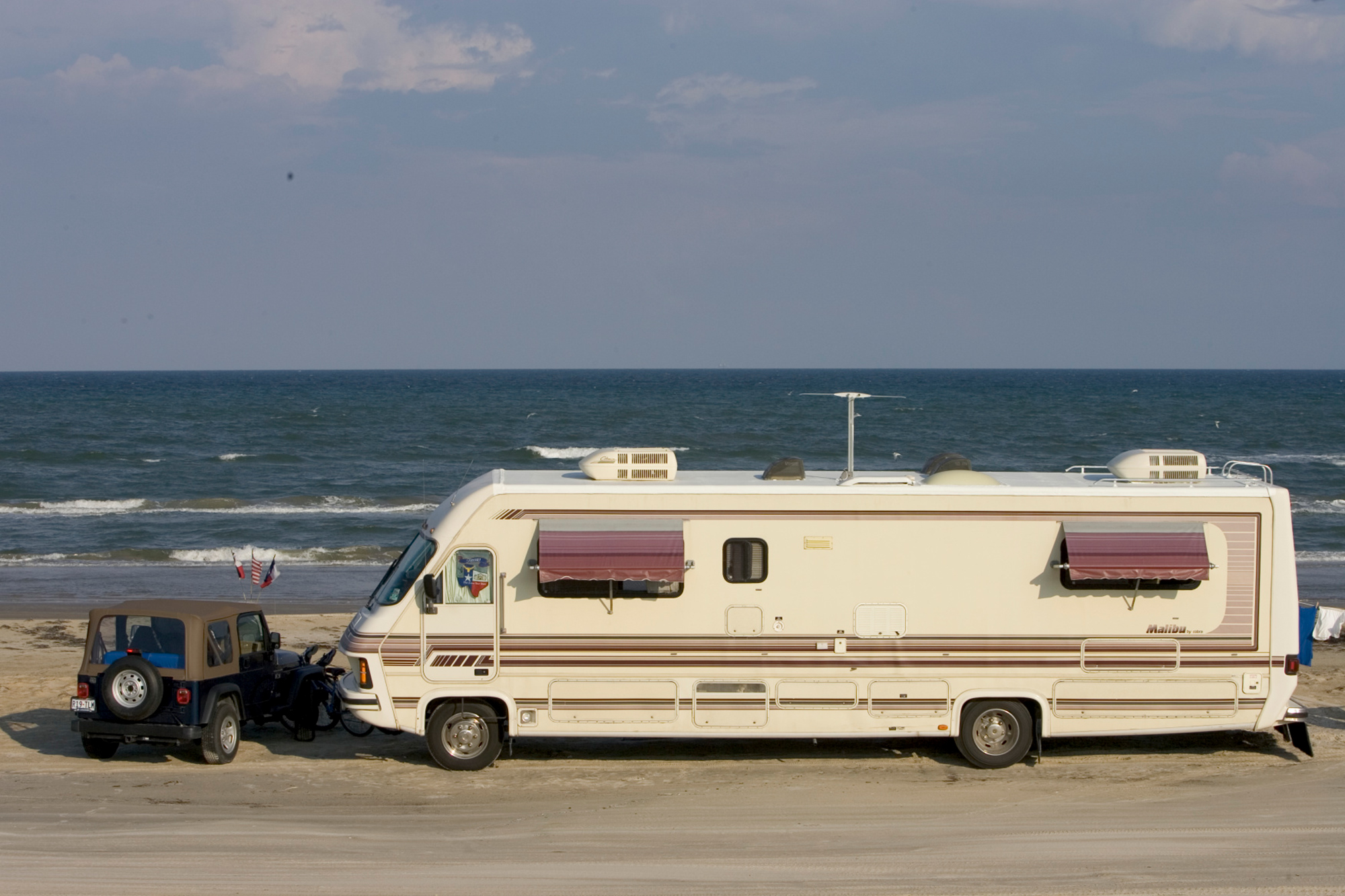 An RV parked on Padre Island National Seashore