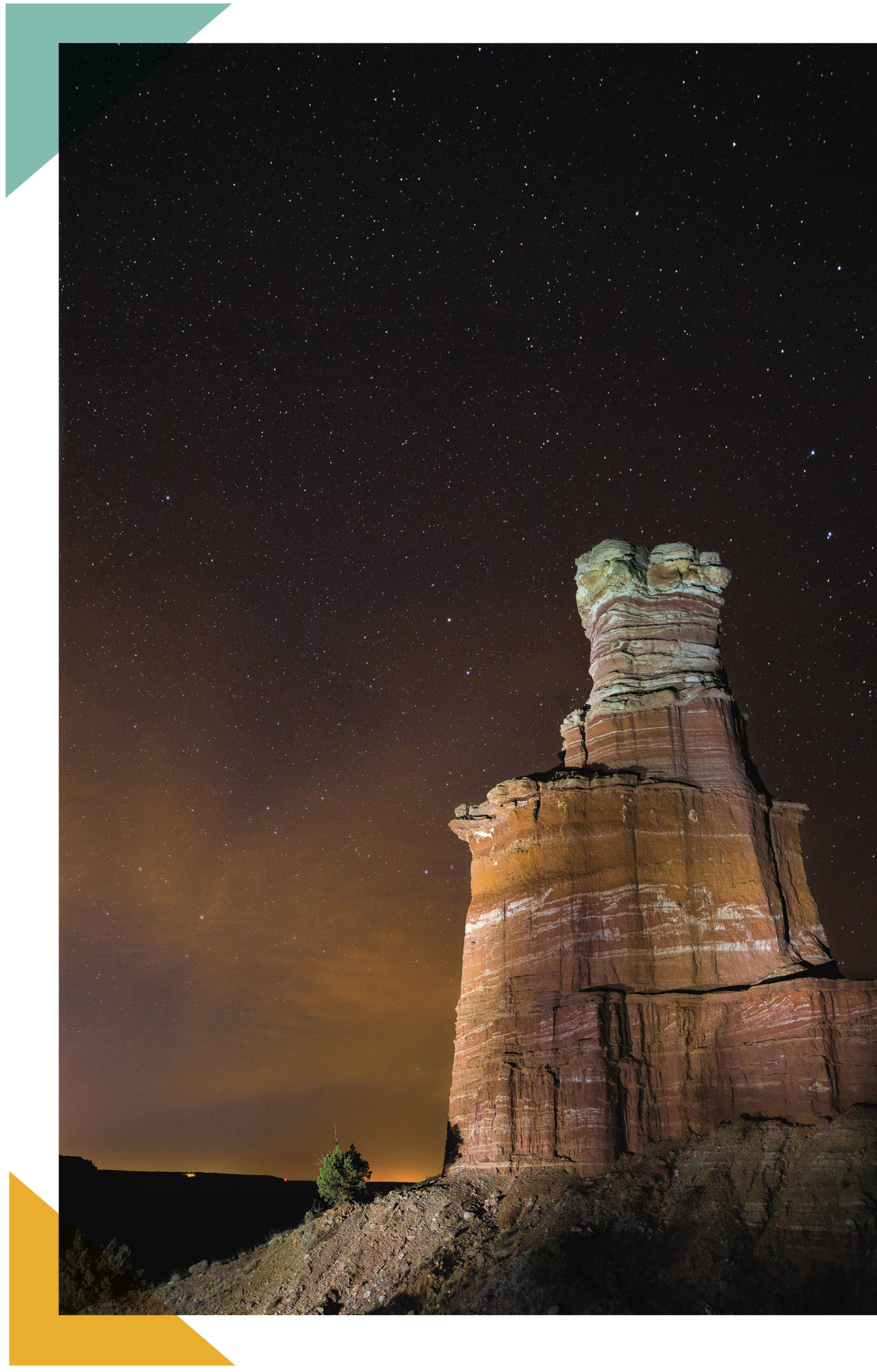 Lighthouse rock at night