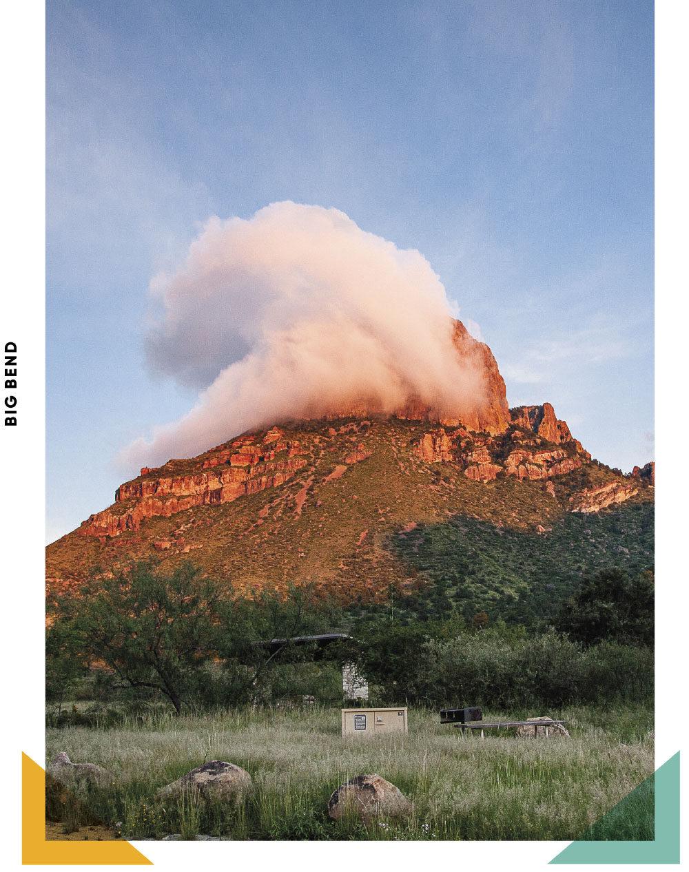 A cloud in front of a mountain in Big Bend National Park