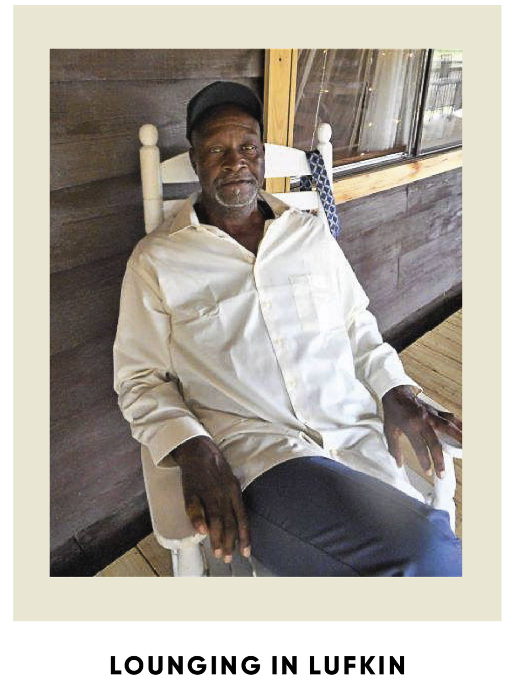 A man sits in a chair in Lufkin Texas