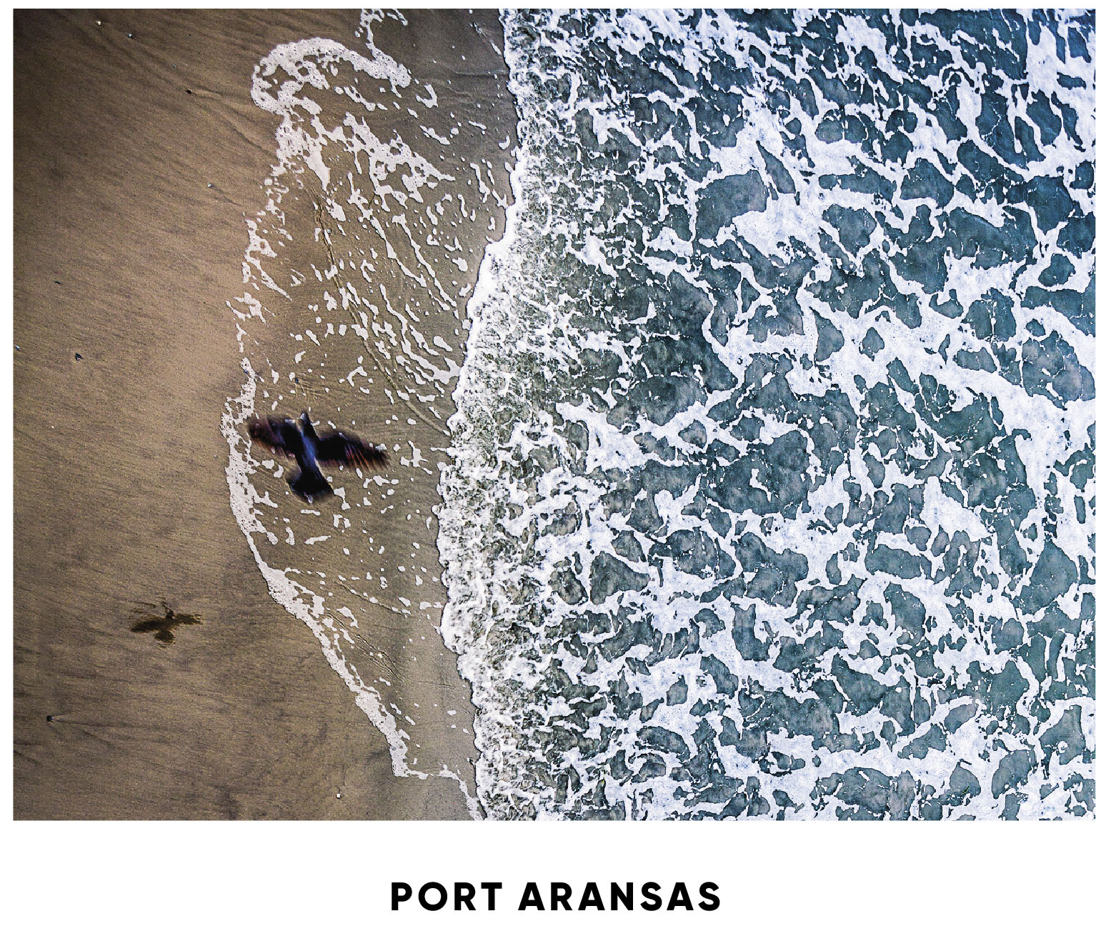 An overhead view of the surf in Port Aransas