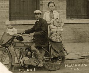 A Motorcycle Mail Carrier in the Texas Panhandle, Circa 1912