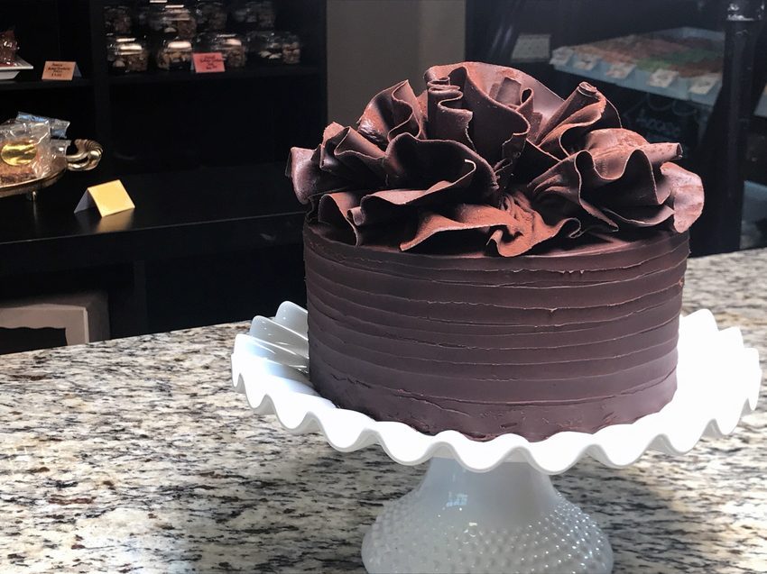 Color photo of chocolate cake