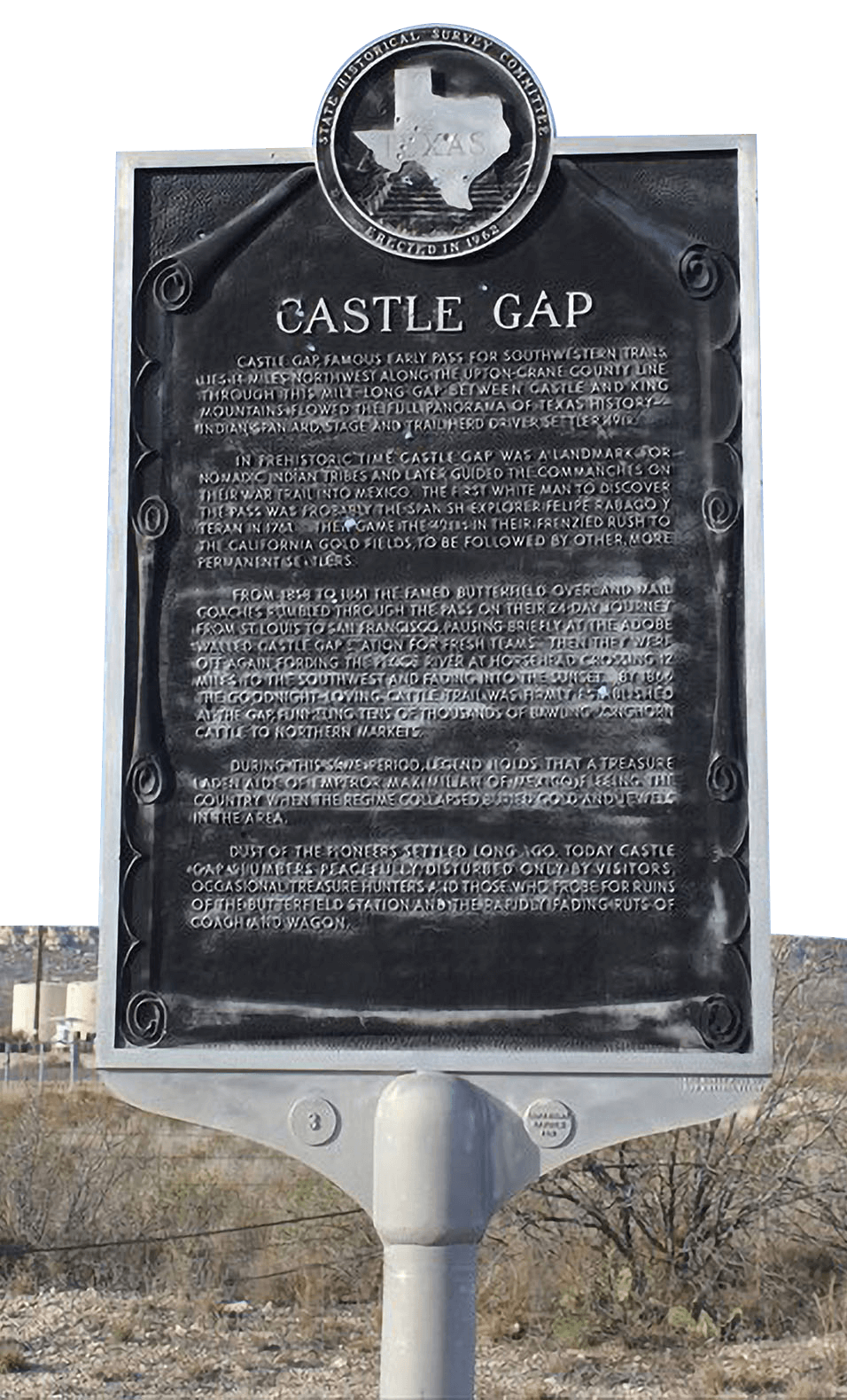 A Texas Historical Marker at Castle Gap